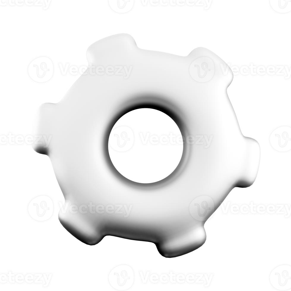 3d rendering white gear icon. 3d render mechanism icon. png