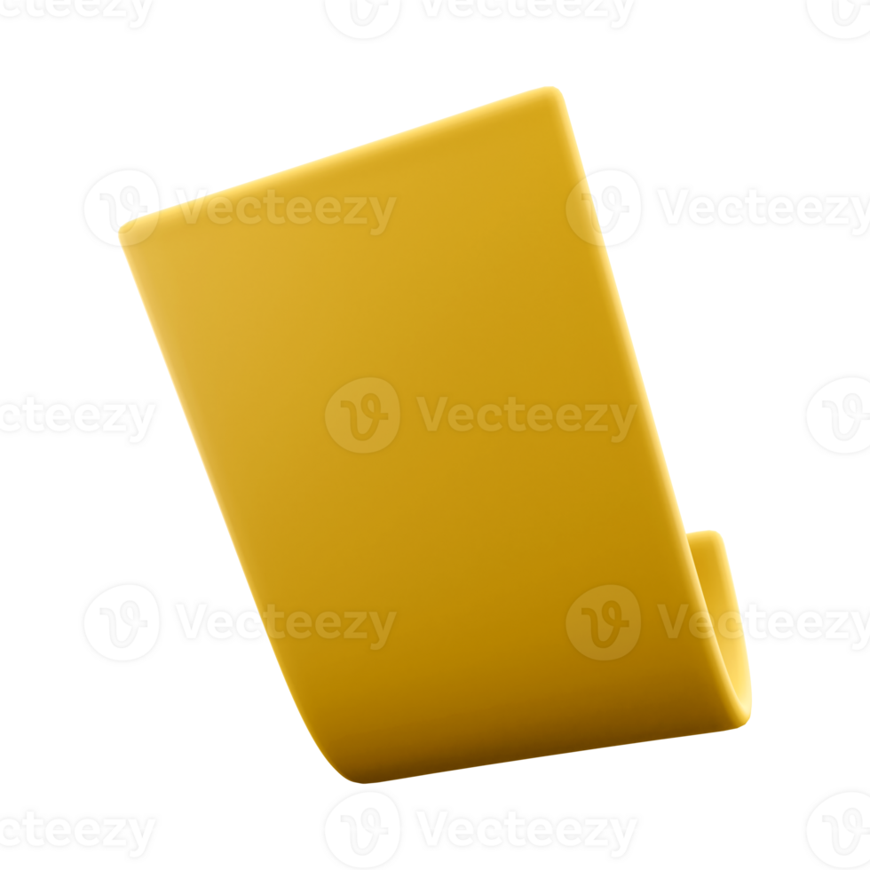 3d rendering document icon. 3d render Yellow sheet with important records icon. png