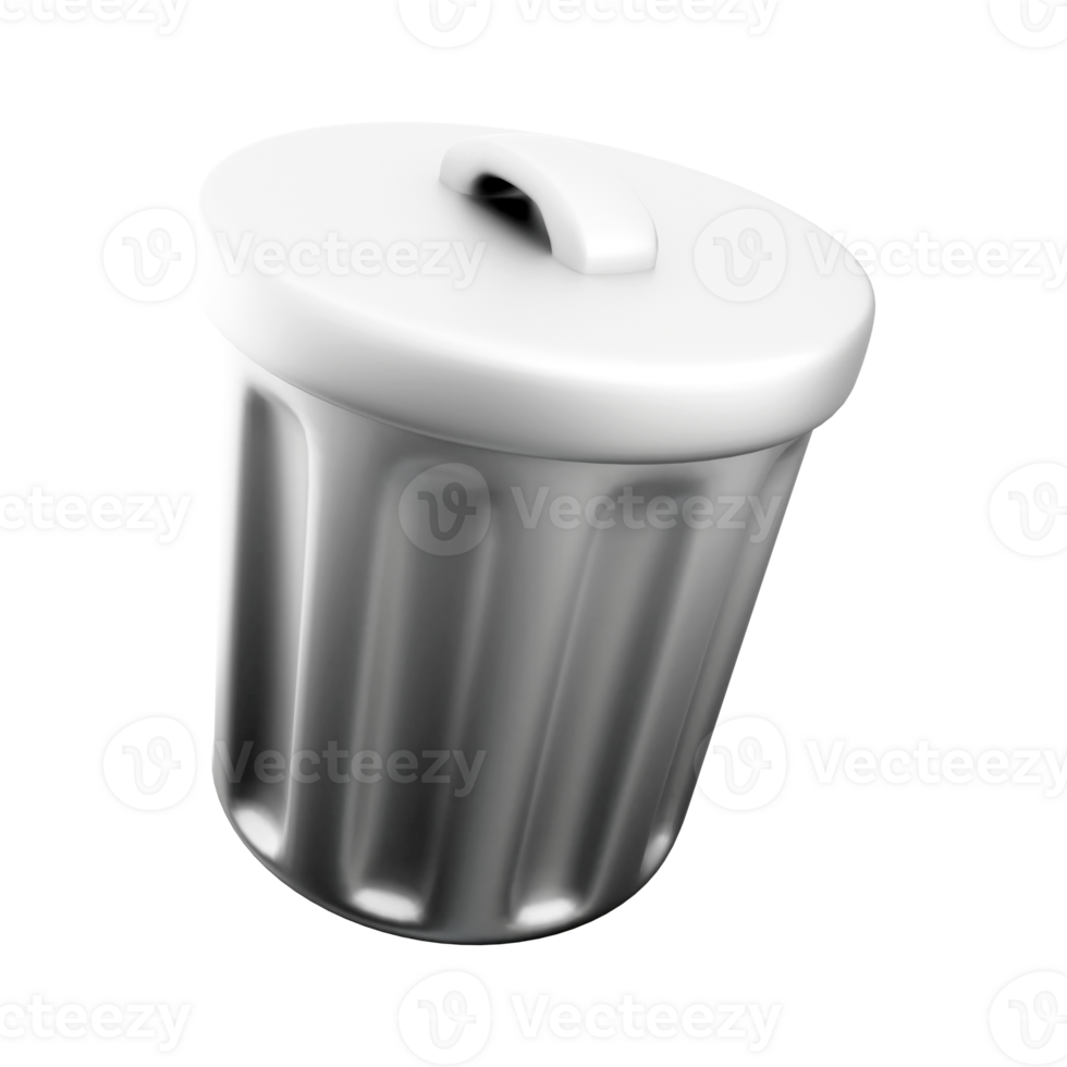 3d rendering trash can icon. 3d render broom bucket for garbage disposal icon. png