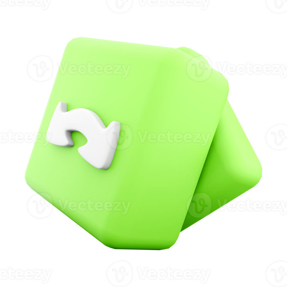 3d rendering Change icon. 3d render Green button for 45-degree rotation icon. png