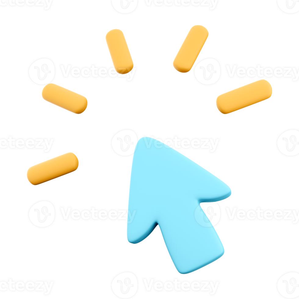 3d interpretazione clic icona. 3d rendere blu topo pointer click icona. png