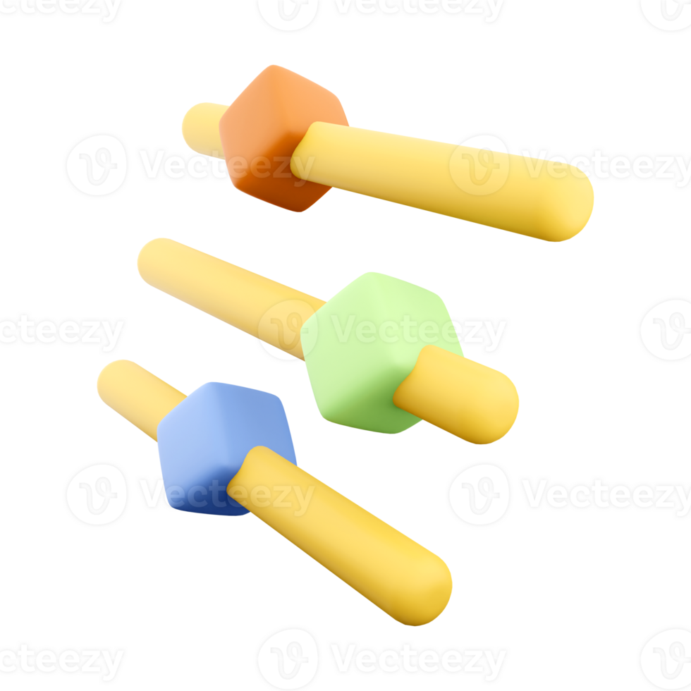 3d renderen dun lijn schuif bar, eq icoon. 3d geven apparaat voor toenemend of afnemend de waarde icoon. png
