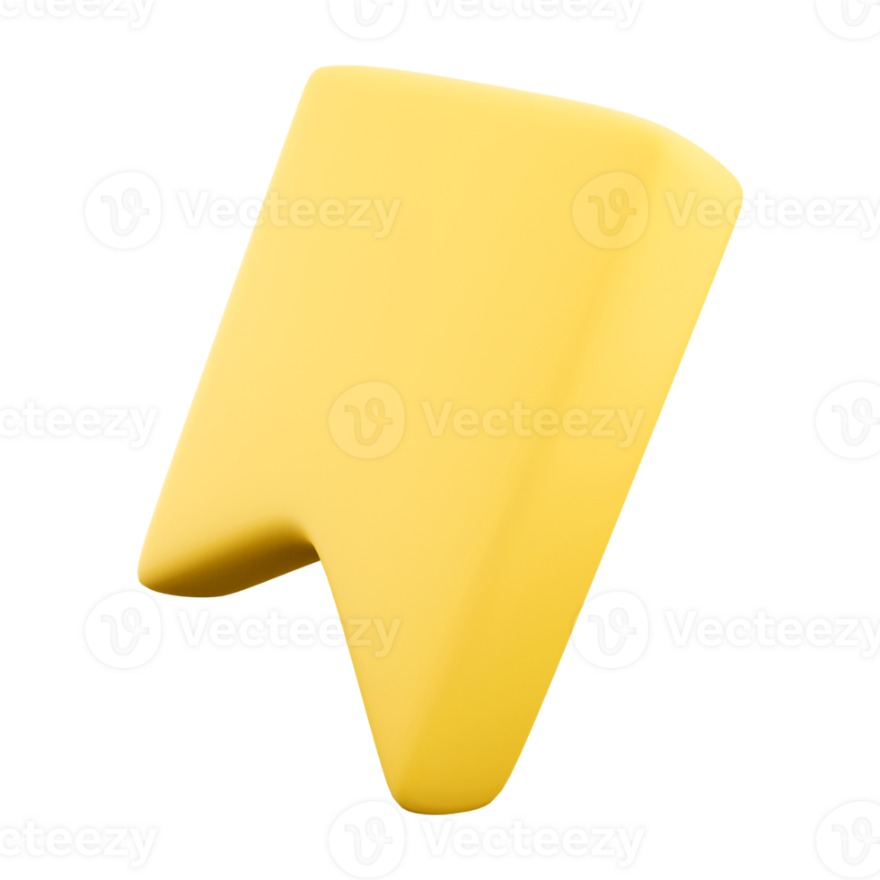 3d rendering yellow bookmar flag icon. 3d render A piece of paper or ribbon inserted into a book to mark the desired page icon. png