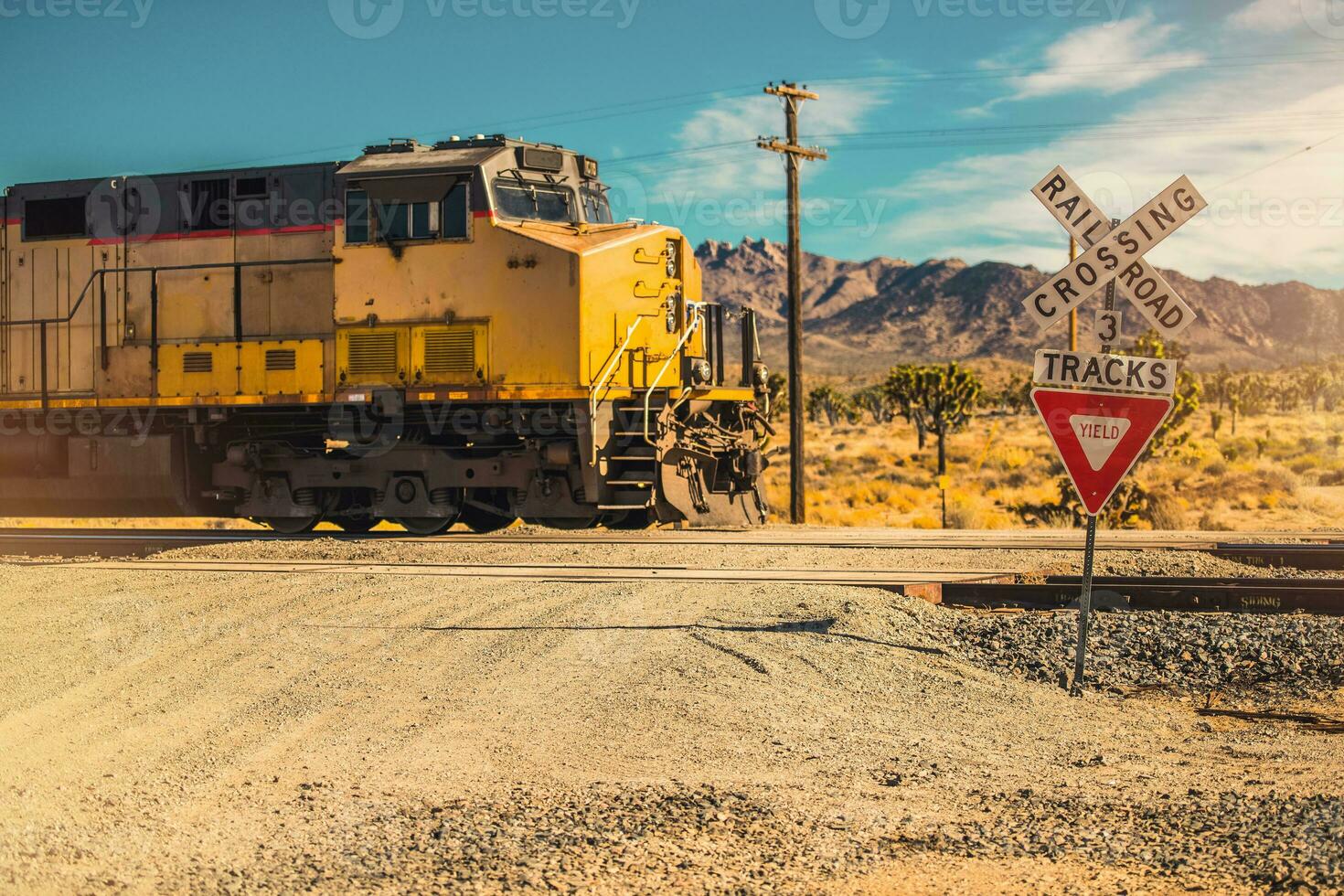 Mojave Desert Train Railroad Crossing photo