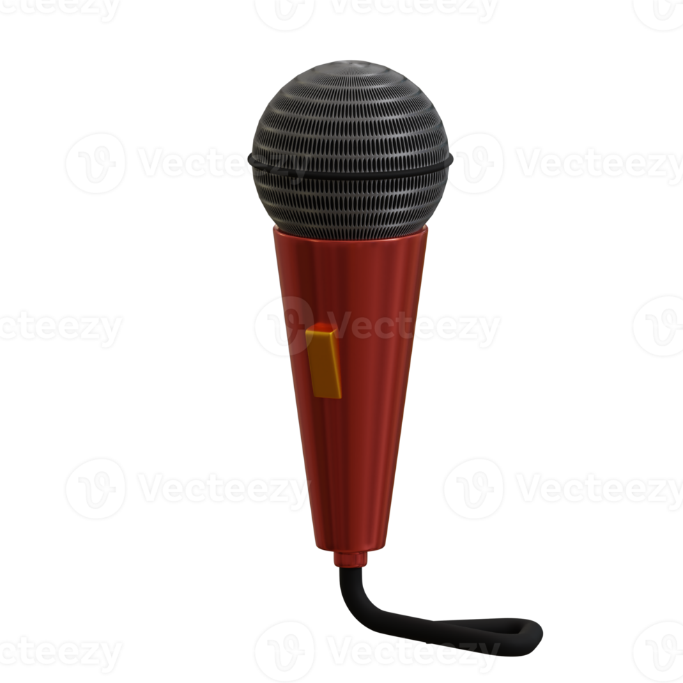 3d rendered red cable microphone perfect for music design project 24624834  PNG