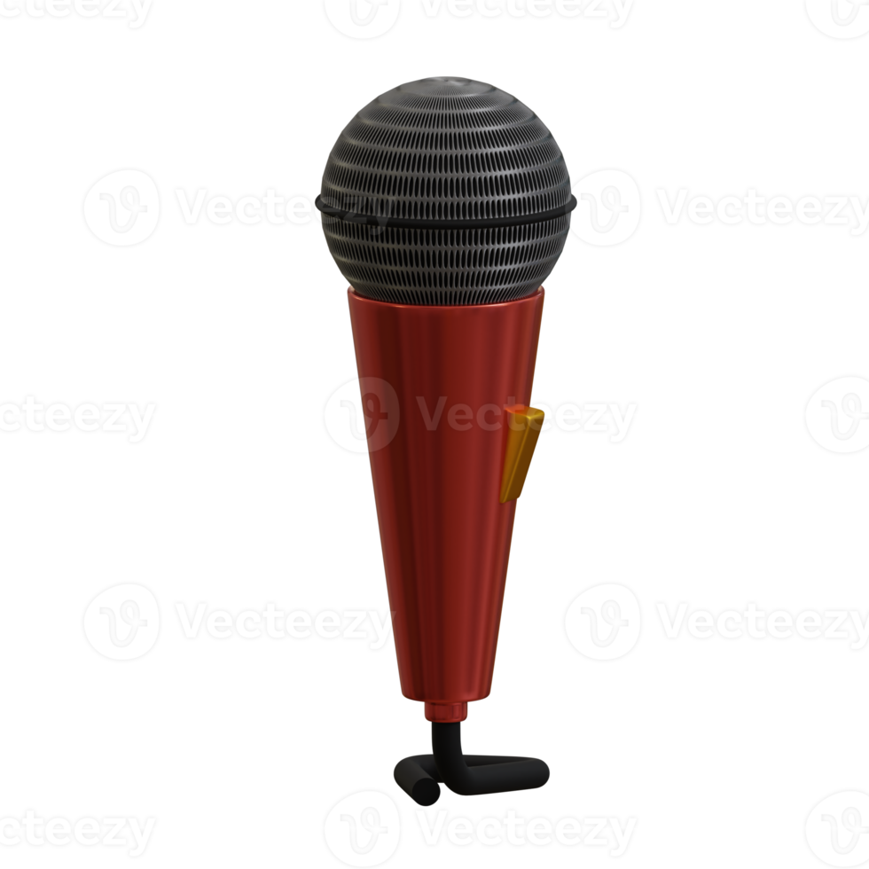 3d rendered red cable microphone perfect for music design project png