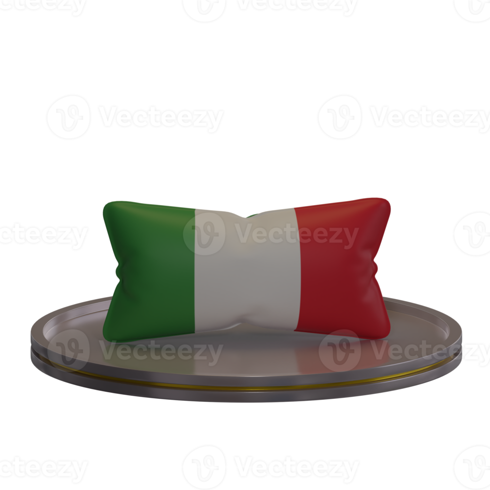 3d rendering pillow with Italy Flag motif on a podium suitable for project design png