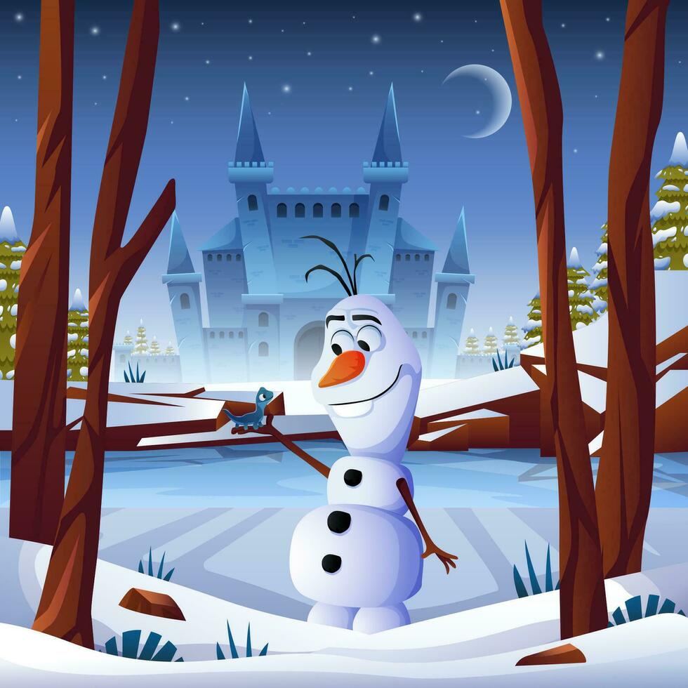 Snowman with Castle Concept vector