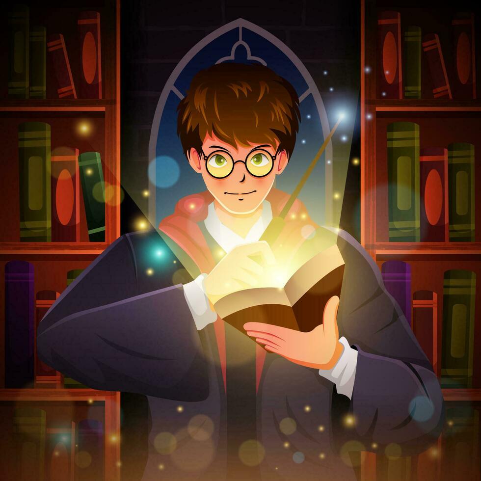 Young Wizard Demonstrate a Magic vector