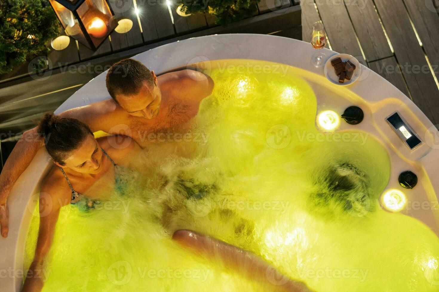 Romantic Late Night Inside Garden Hot Tub with Hydromassage photo