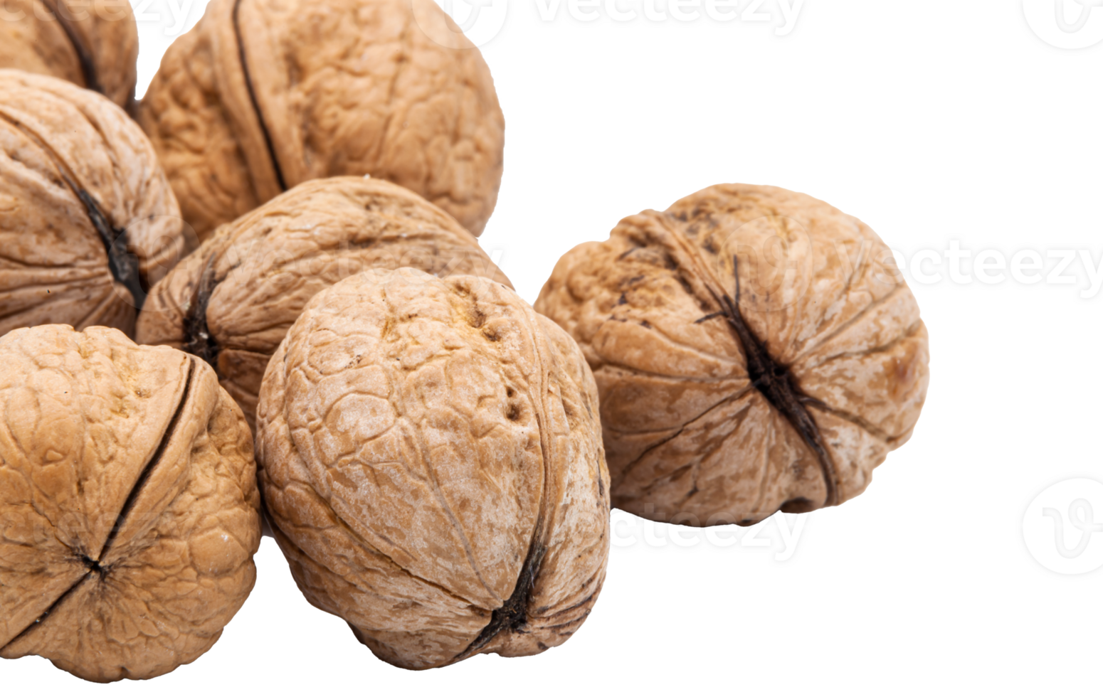 A handful of textured walnuts with no background. Healthy Food. High quality photo. PNG. Horizontal png