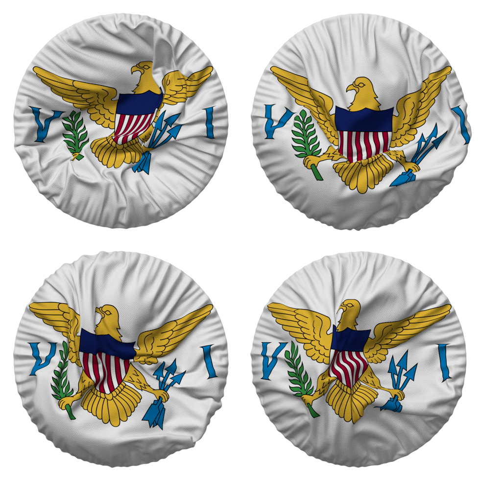 US Virgin Islands Flag in Round Shape Isolated with Four Different Waving Style, Bump Texture, 3D Rendering png