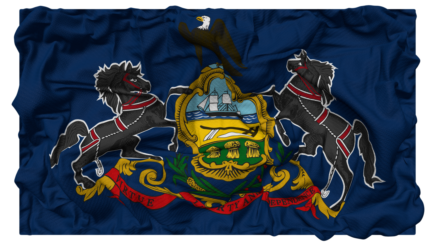 State of Pennsylvania Flag Waves with Realistic Bump Texture, Flag Background, 3D Rendering png