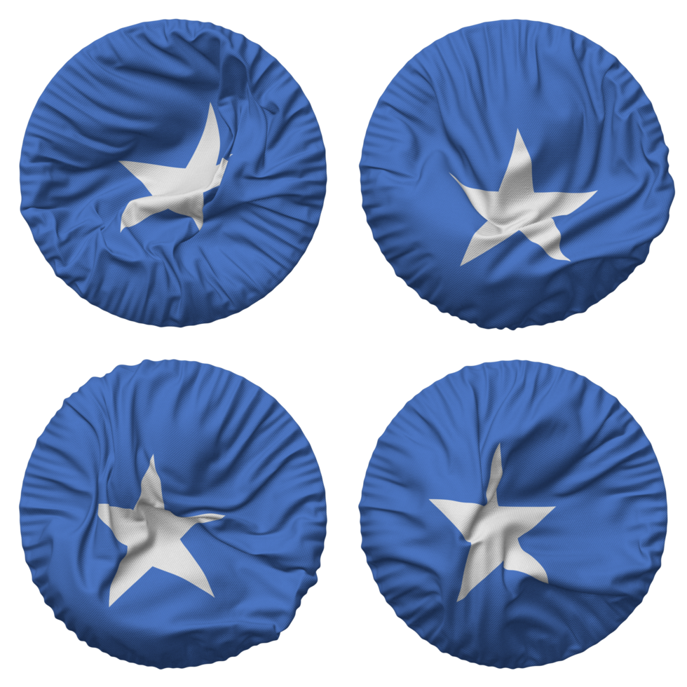 Somalia Flag in Round Shape Isolated with Four Different Waving Style, Bump Texture, 3D Rendering png