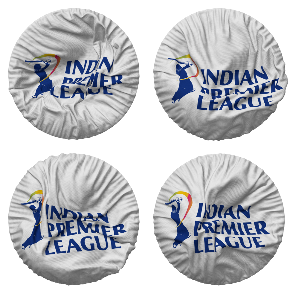 Indian Premier League, IPL Flag in Round Shape Isolated with Four Different Waving Style, Bump Texture, 3D Rendering png