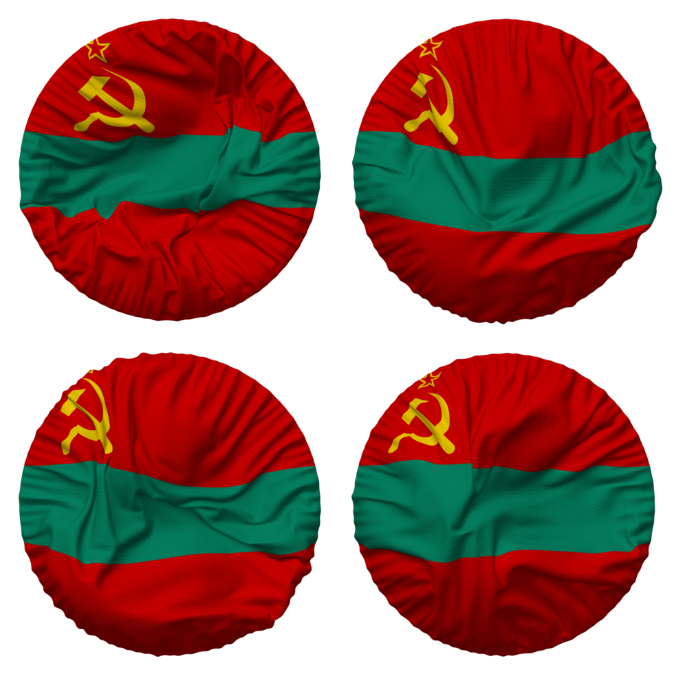 Transnistria Flag in Round Shape Isolated with Four Different Waving Style, Bump Texture, 3D Rendering png
