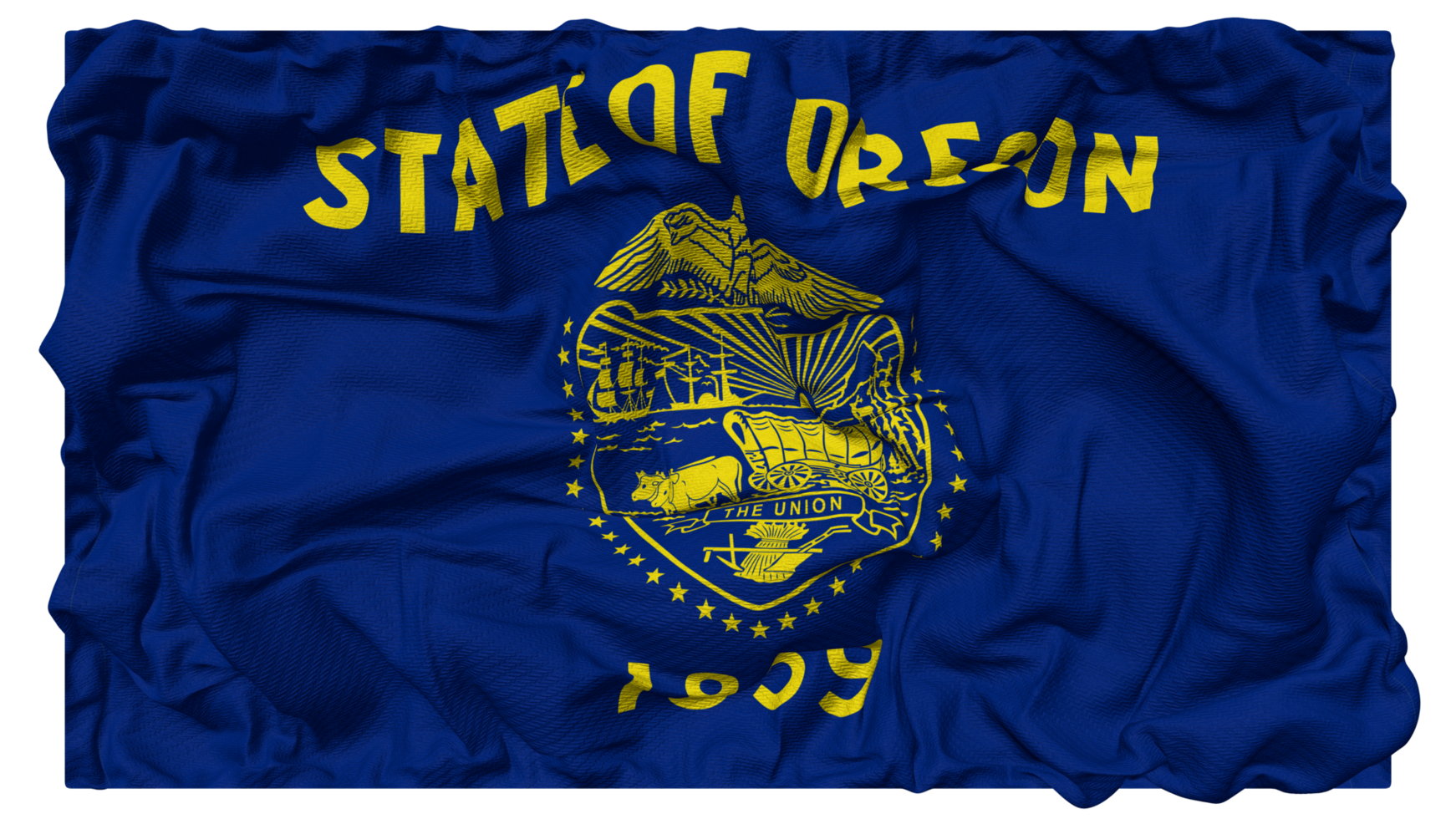 State of Oregon Flag Waves with Realistic Bump Texture, Flag Background, 3D Rendering png