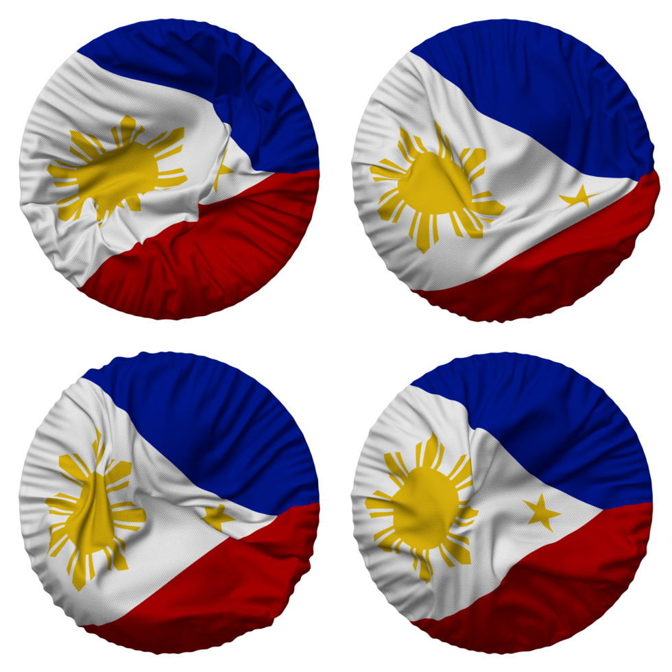 Philippines Flag in Round Shape Isolated with Four Different Waving Style, Bump Texture, 3D Rendering png