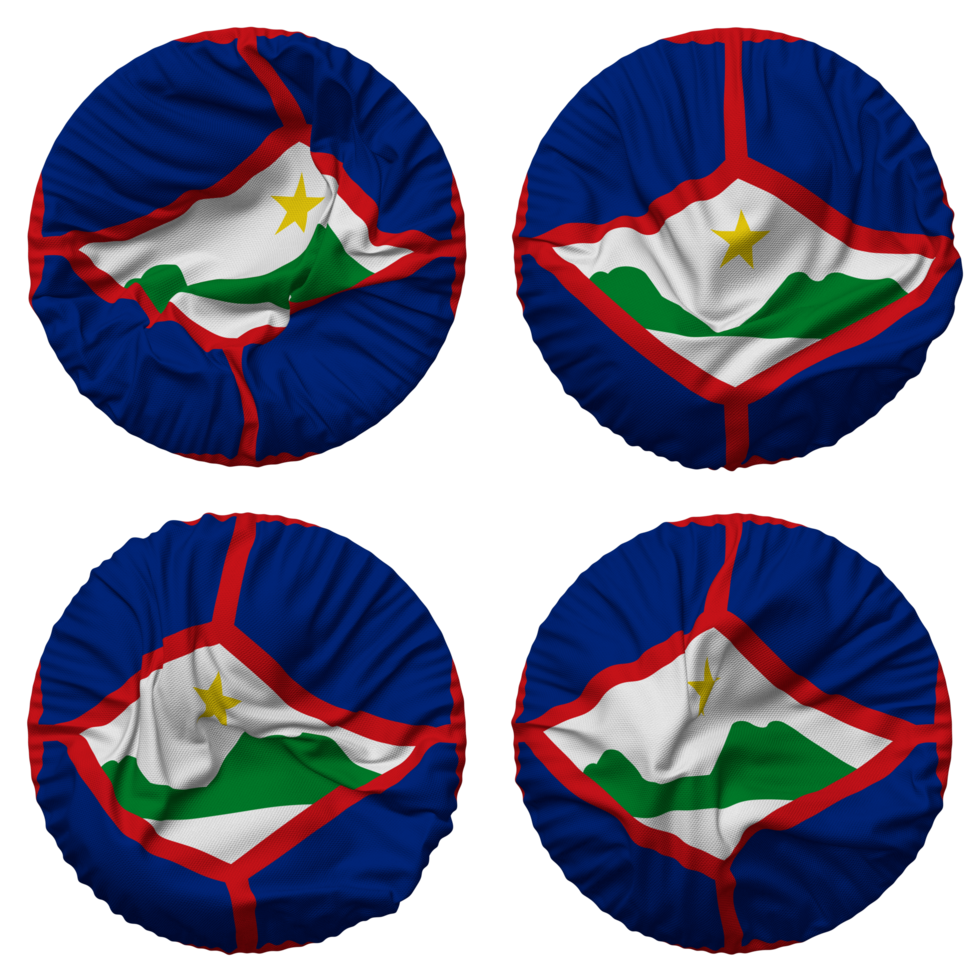 Netherlands Sint Eustatius Flag in Round Shape Isolated with Four Different Waving Style, Bump Texture, 3D Rendering png