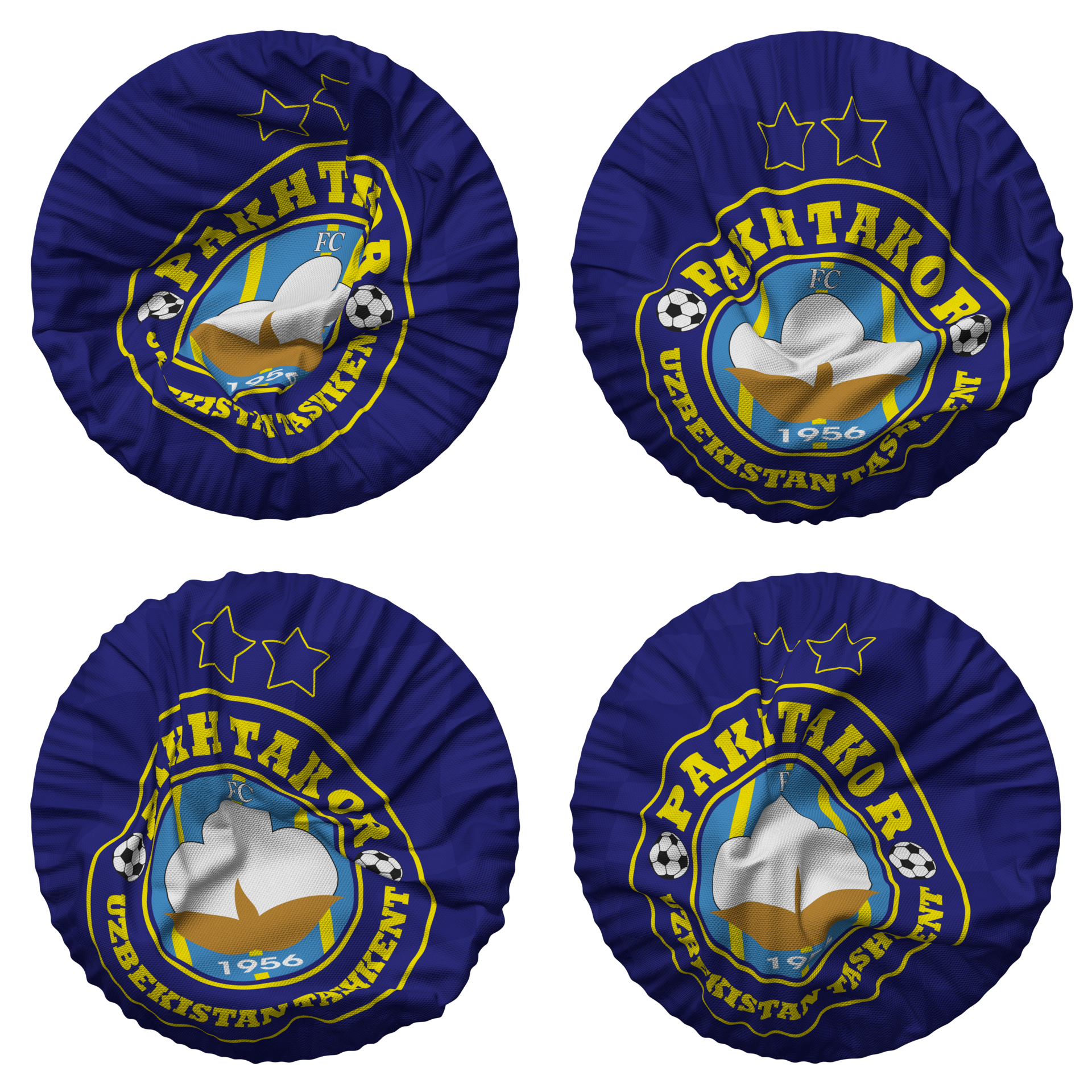FC Pakhtakor Tashkent Flag in Round Shape Isolated with Four