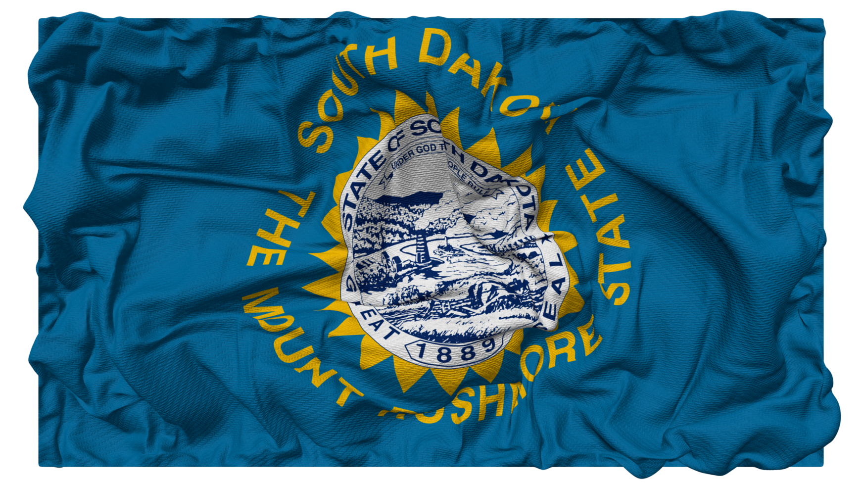 State of South Dakota Flag Waves with Realistic Bump Texture, Flag Background, 3D Rendering png