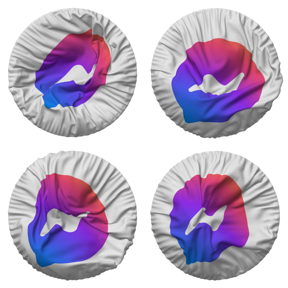 Messenger Flag in Round Shape Isolated with Four Different Waving Style, Bump Texture, 3D Rendering png