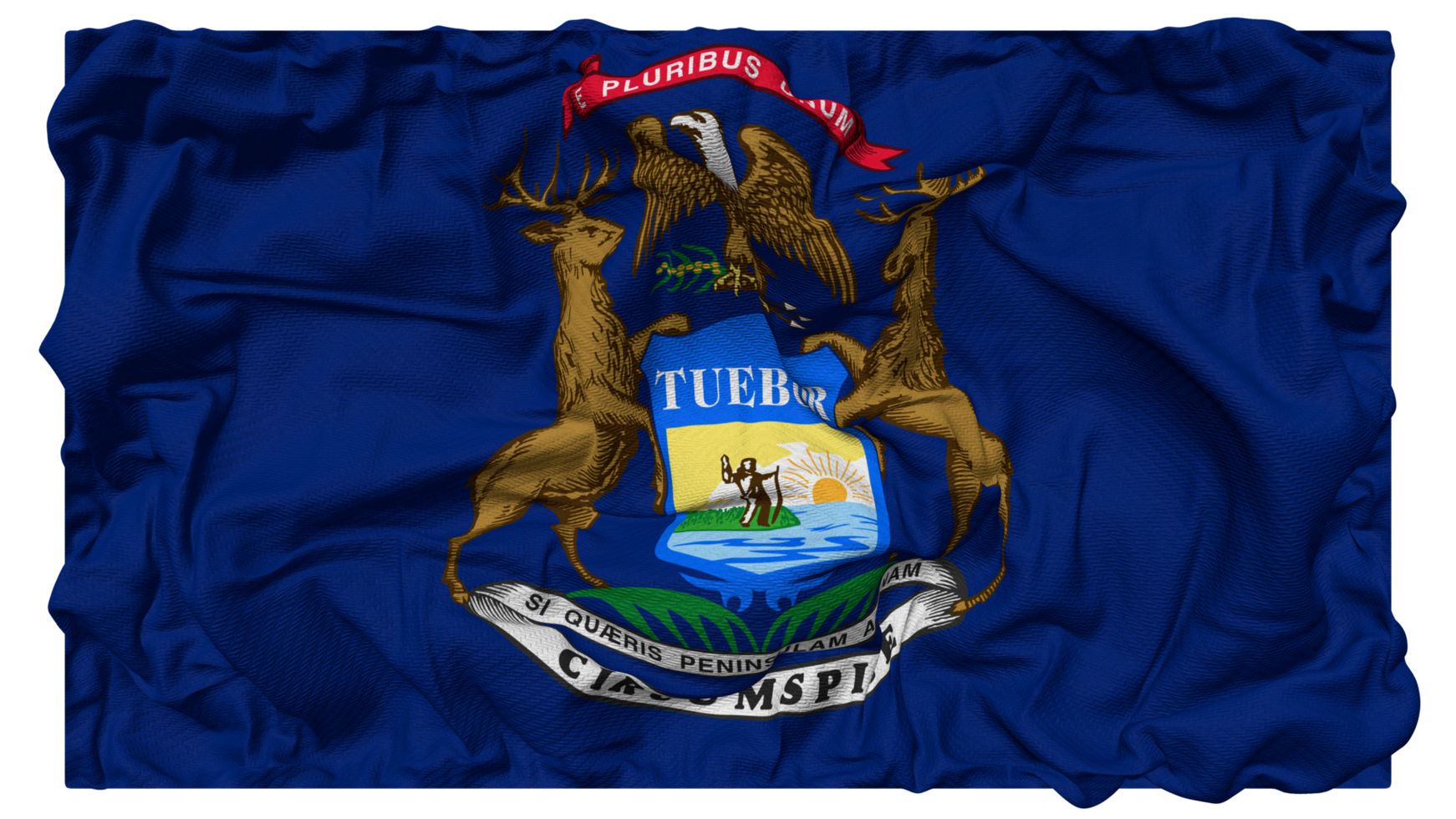 State of Michigan Flag Waves with Realistic Bump Texture, Flag Background, 3D Rendering png