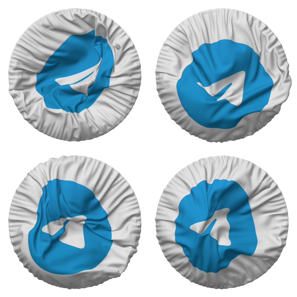 Telegram Flag in Round Shape Isolated with Four Different Waving Style, Bump Texture, 3D Rendering png