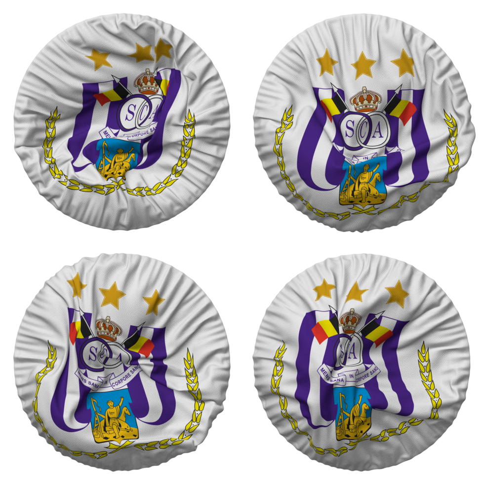 real esportivo clube anderlecht bandeira dentro volta forma isolado com quatro diferente acenando estilo, colisão textura, 3d Renderização png