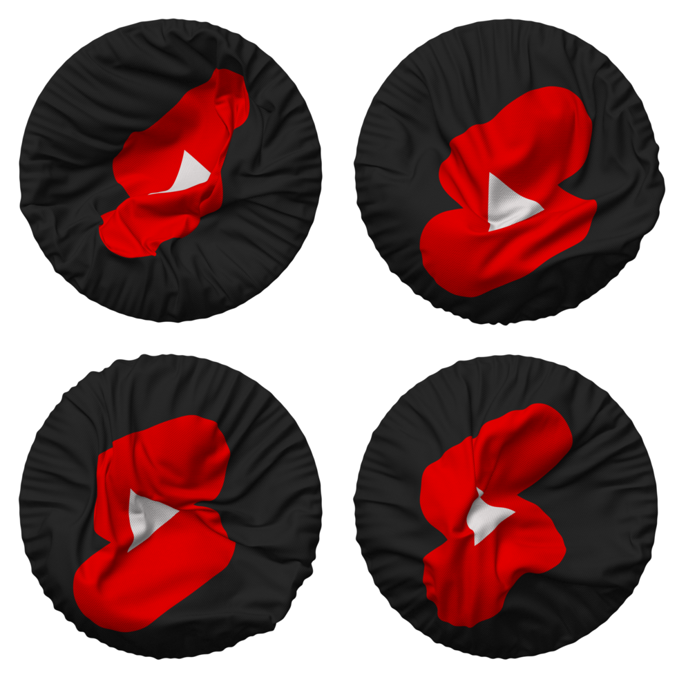 YouTube Shorts Flag in Round Shape Isolated with Four Different Waving Style, Bump Texture, 3D Rendering png