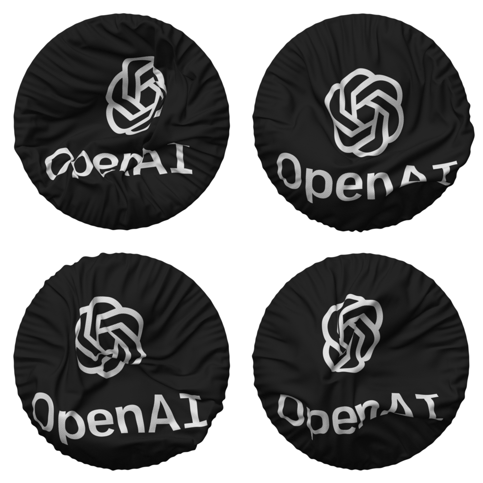 ChatGPT OpenAI Flag in Round Shape Isolated with Four Different Waving Style, Bump Texture, 3D Rendering png