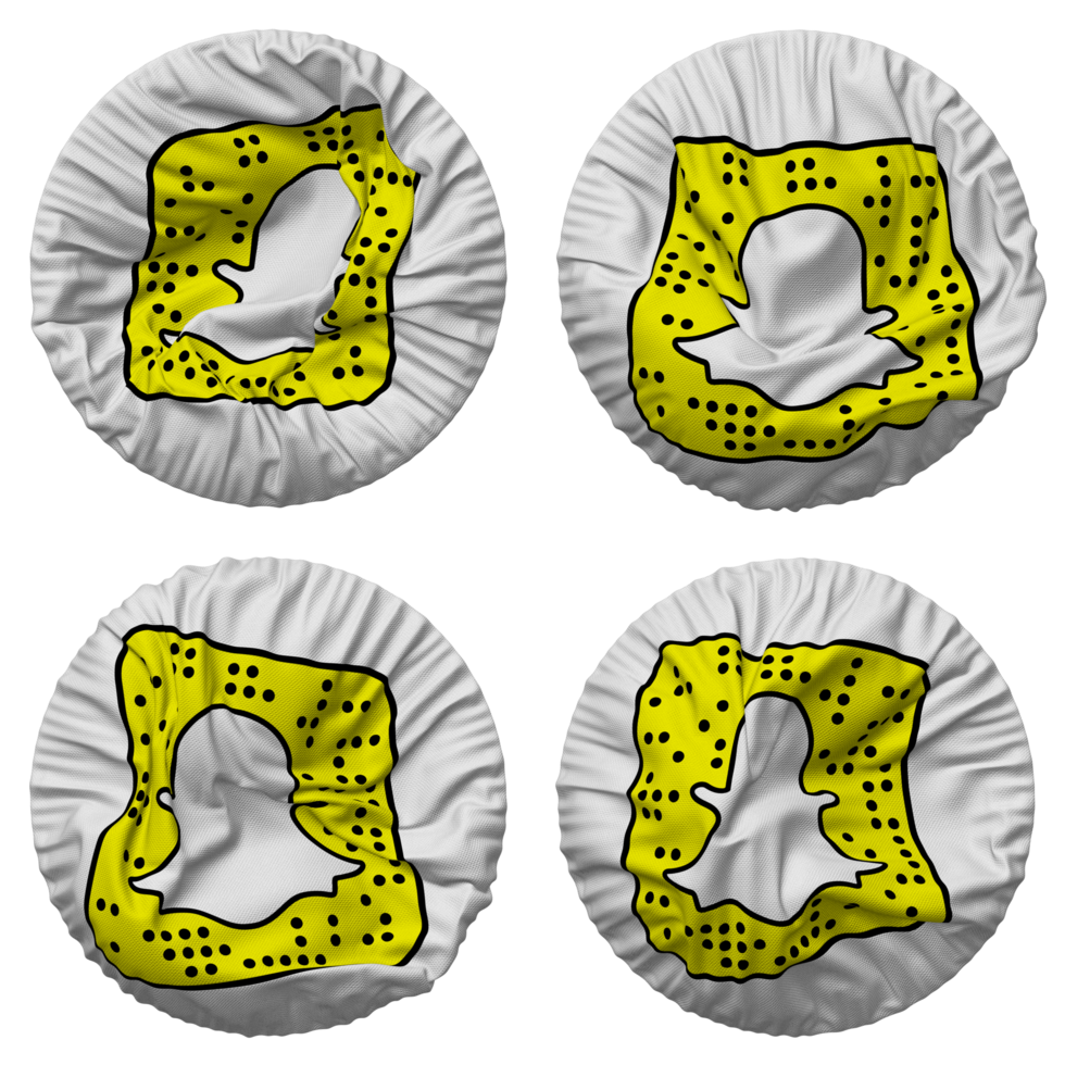 SnapChat Flag in Round Shape Isolated with Four Different Waving Style, Bump Texture, 3D Rendering png