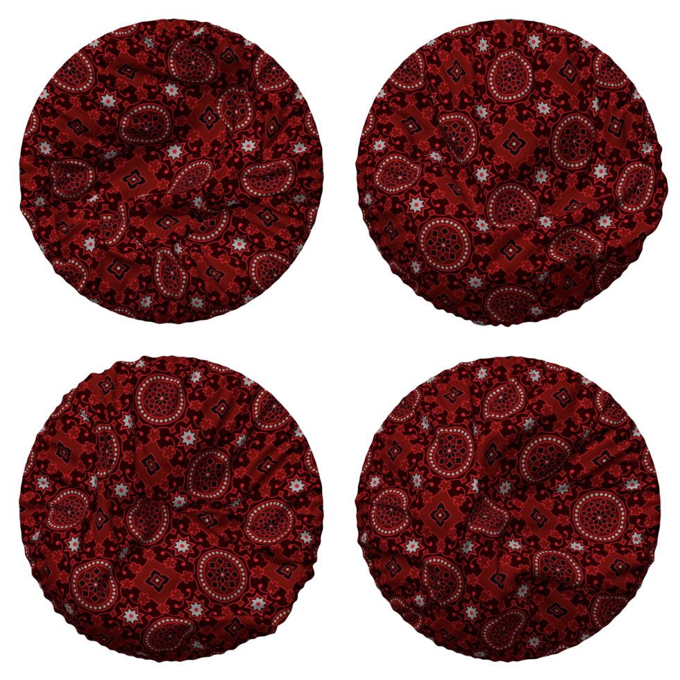 Ajrak Day Flag in Round Shape Isolated with Four Different Waving Style, Bump Texture, 3D Rendering png
