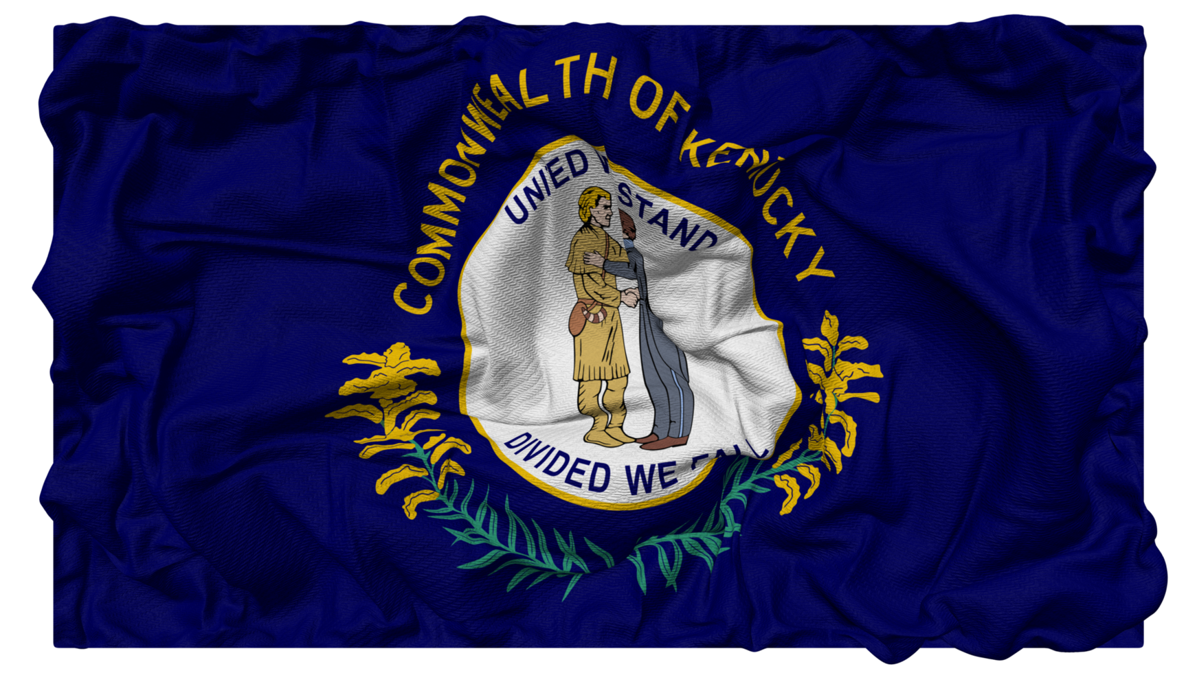State of Kentucky Flag Waves with Realistic Bump Texture, Flag Background, 3D Rendering png
