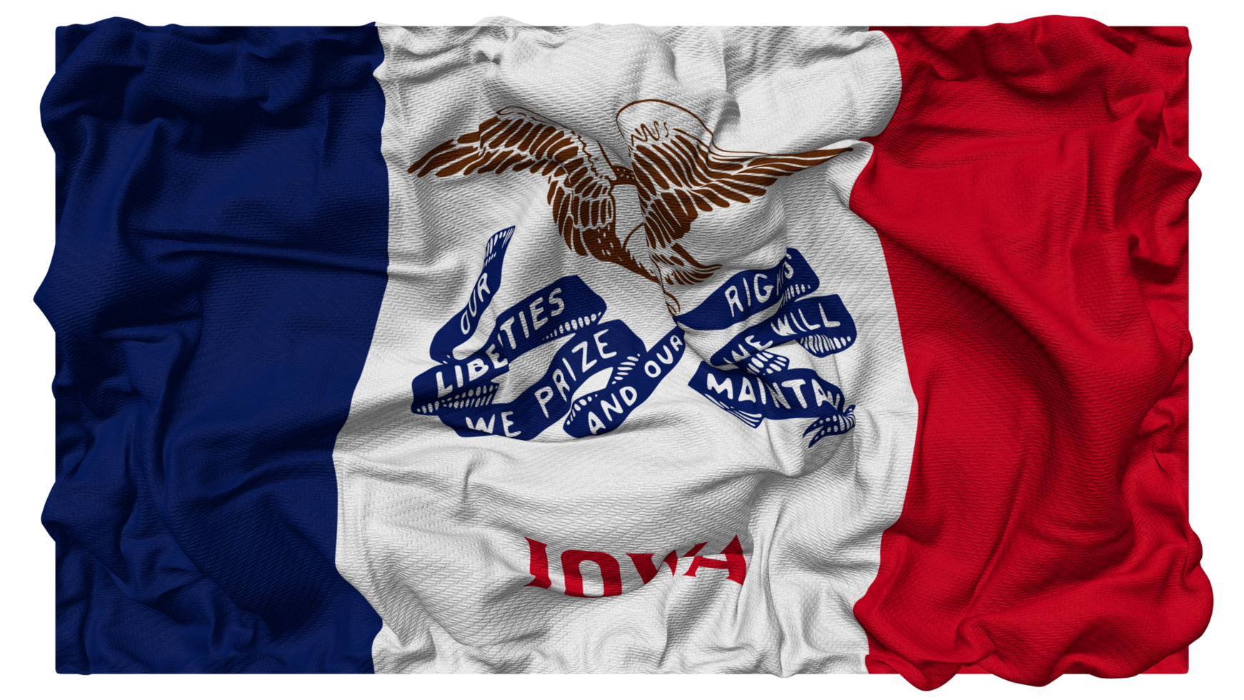 State of Iowa Flag Waves with Realistic Bump Texture, Flag Background, 3D Rendering png