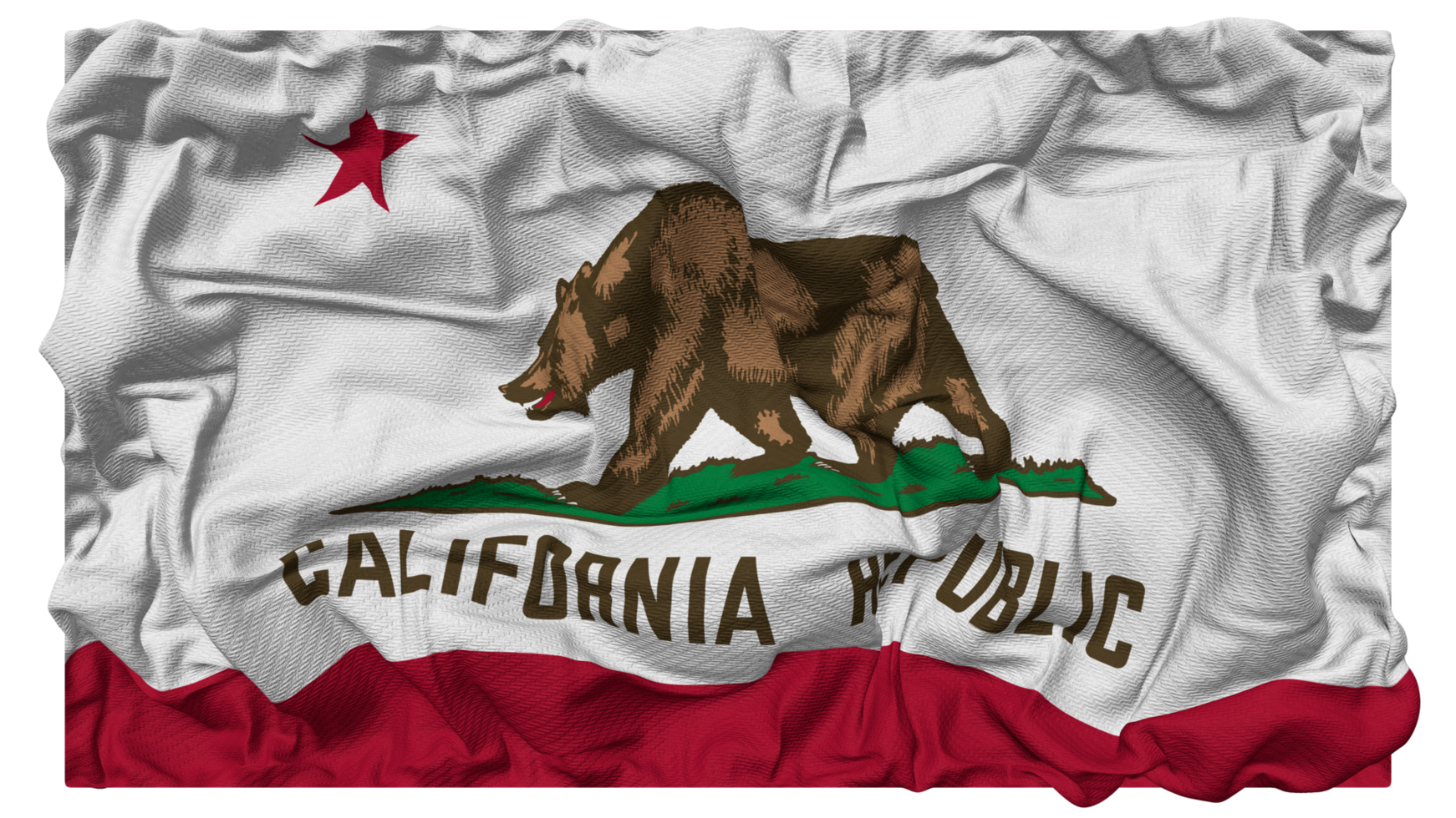 State of California Flag Waves with Realistic Bump Texture, Flag Background, 3D Rendering png
