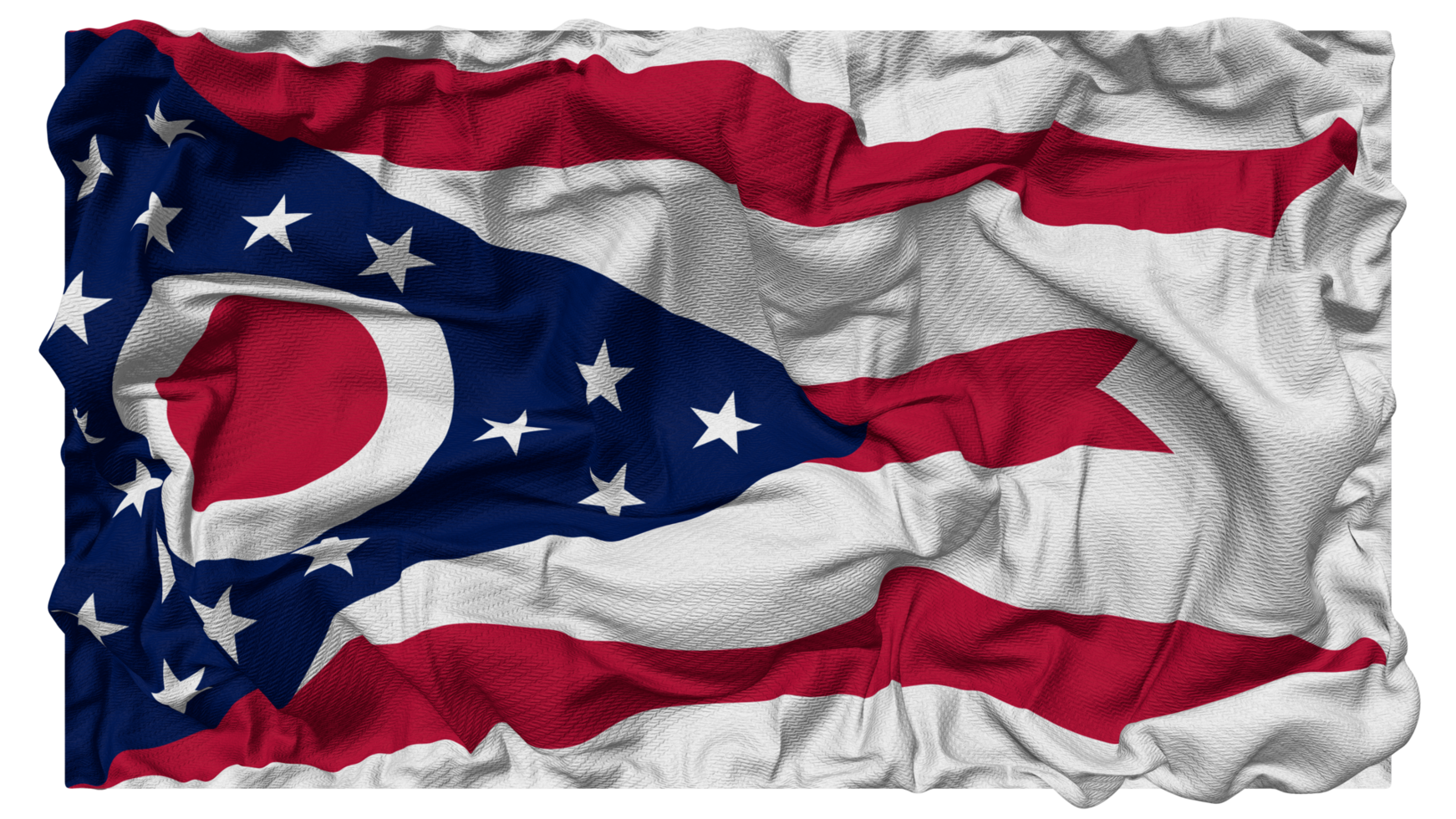 estado de Ohio bandera olas con realista bache textura, bandera fondo, 3d representación png