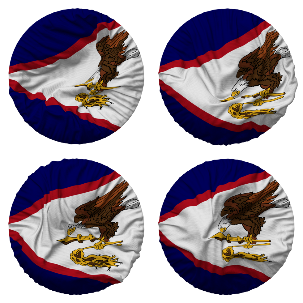 American Samoa Flag in Round Shape Isolated with Four Different Waving Style, Bump Texture, 3D Rendering png