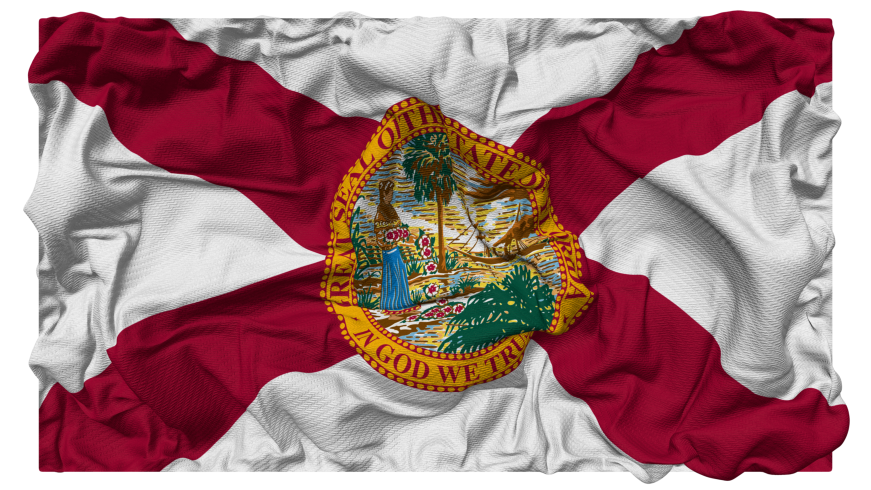 Zustand von Florida Flagge Wellen mit realistisch stoßen Textur, Flagge Hintergrund, 3d Rendern png