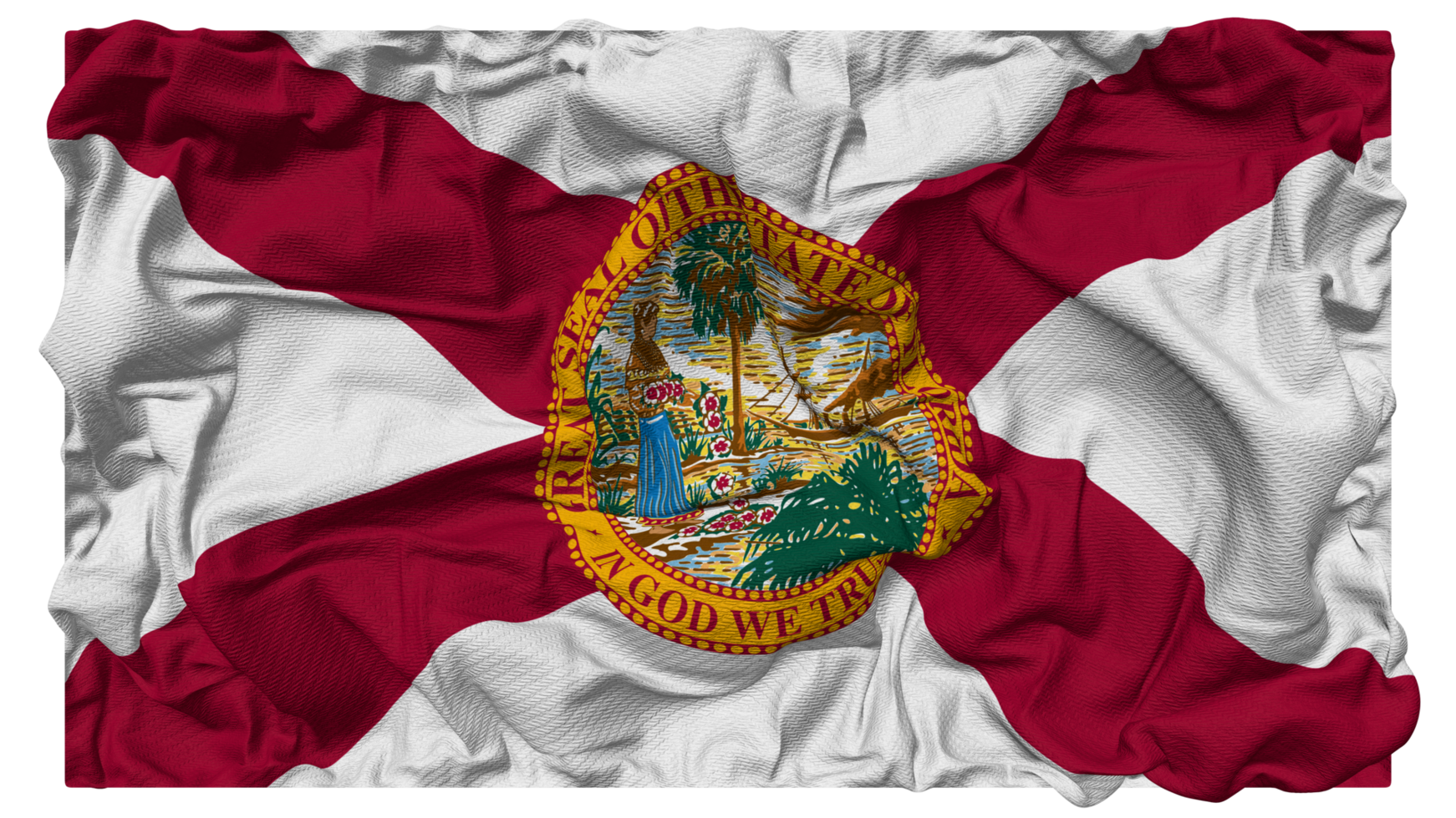 State of Florida Flag Waves with Realistic Bump Texture, Flag Background, 3D Rendering png