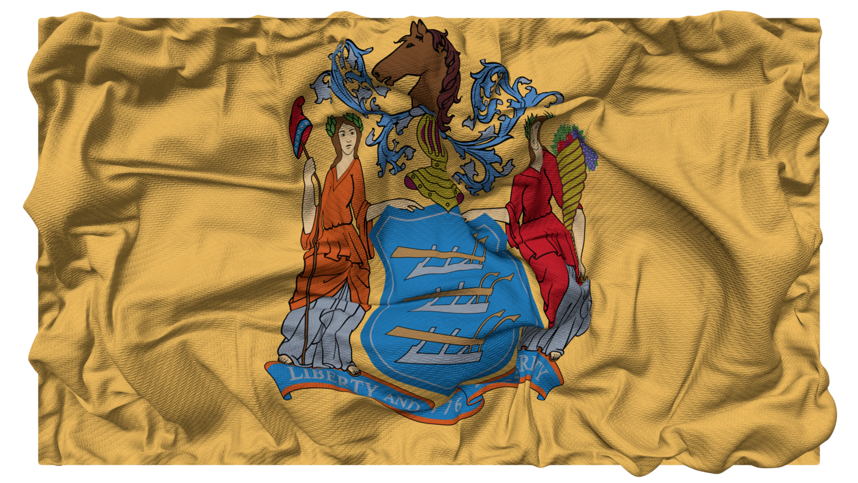 State of New Jersey Flag Waves with Realistic Bump Texture, Flag Background, 3D Rendering png
