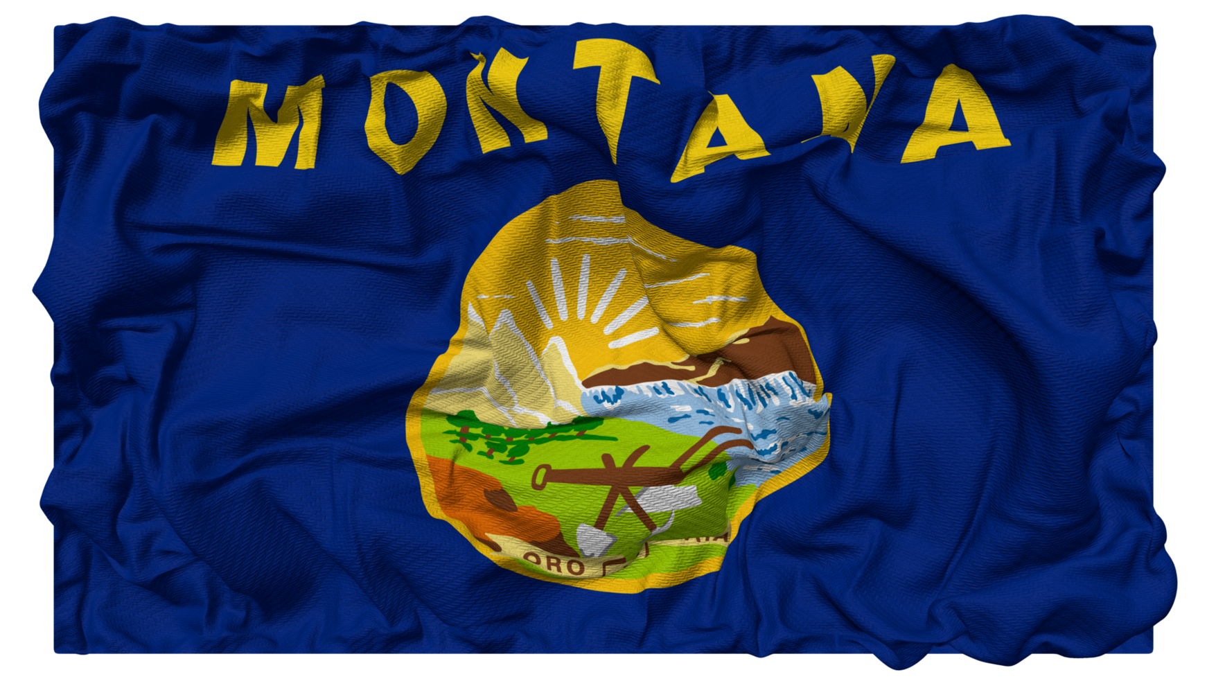 State of Montana Flag Waves with Realistic Bump Texture, Flag Background, 3D Rendering png