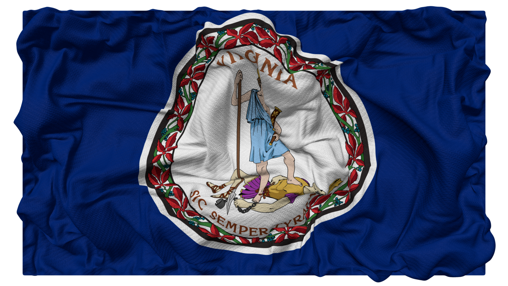 State of Virginia Flag Waves with Realistic Bump Texture, Flag Background, 3D Rendering png