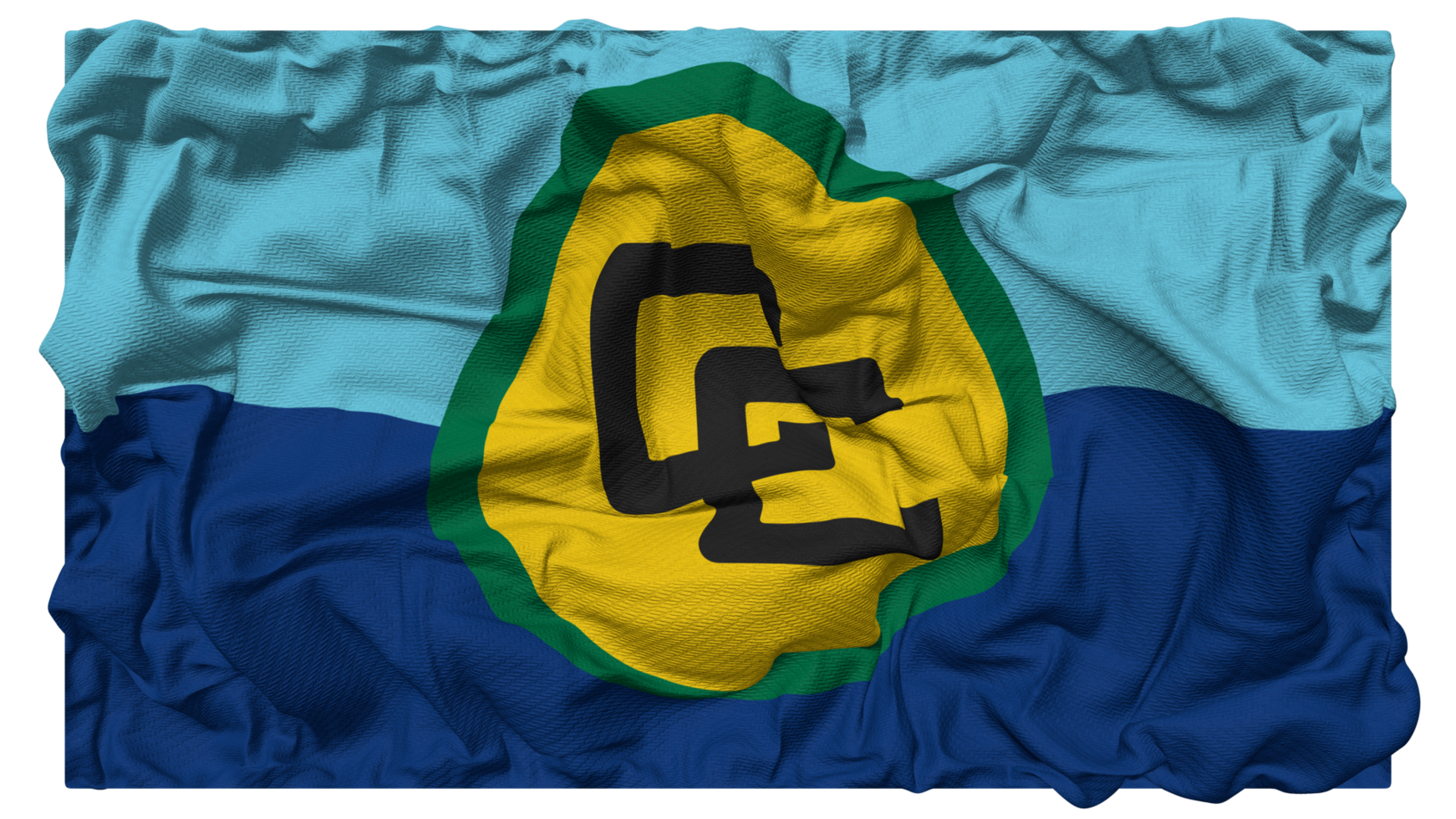 caribe comunidad, carcom bandera olas con realista bache textura, bandera fondo, 3d representación png