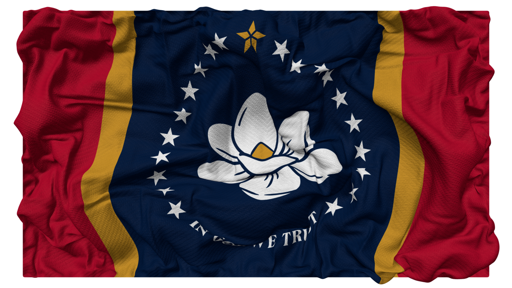 State of Mississippi Flag Waves with Realistic Bump Texture, Flag Background, 3D Rendering png
