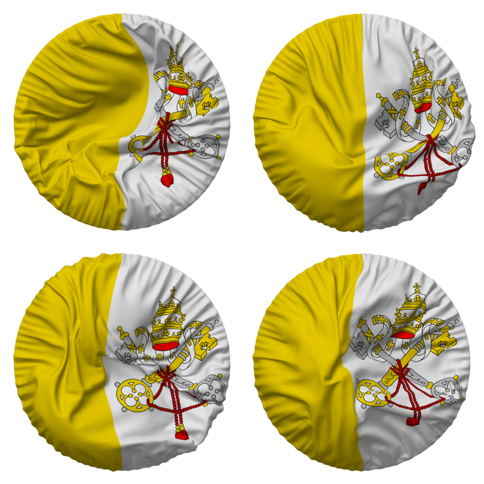 Vatican City Flag in Round Shape Isolated with Four Different Waving Style, Bump Texture, 3D Rendering png
