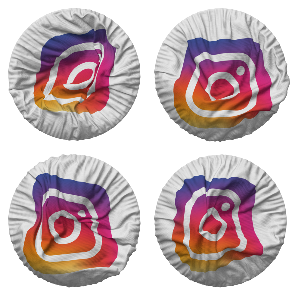 Instagram Flag in Round Shape Isolated with Four Different Waving Style, Bump Texture, 3D Rendering png