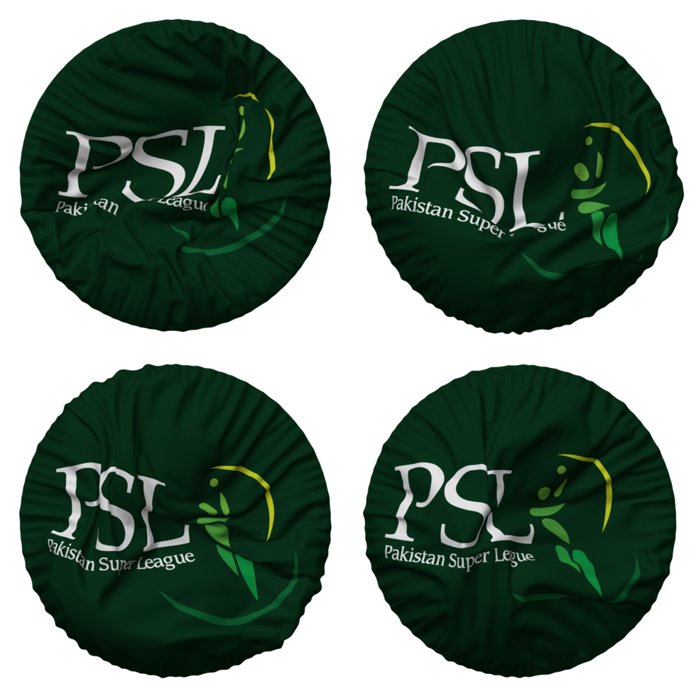 Pakistan Super League, PSL Flag in Round Shape Isolated with Four Different Waving Style, Bump Texture, 3D Rendering png