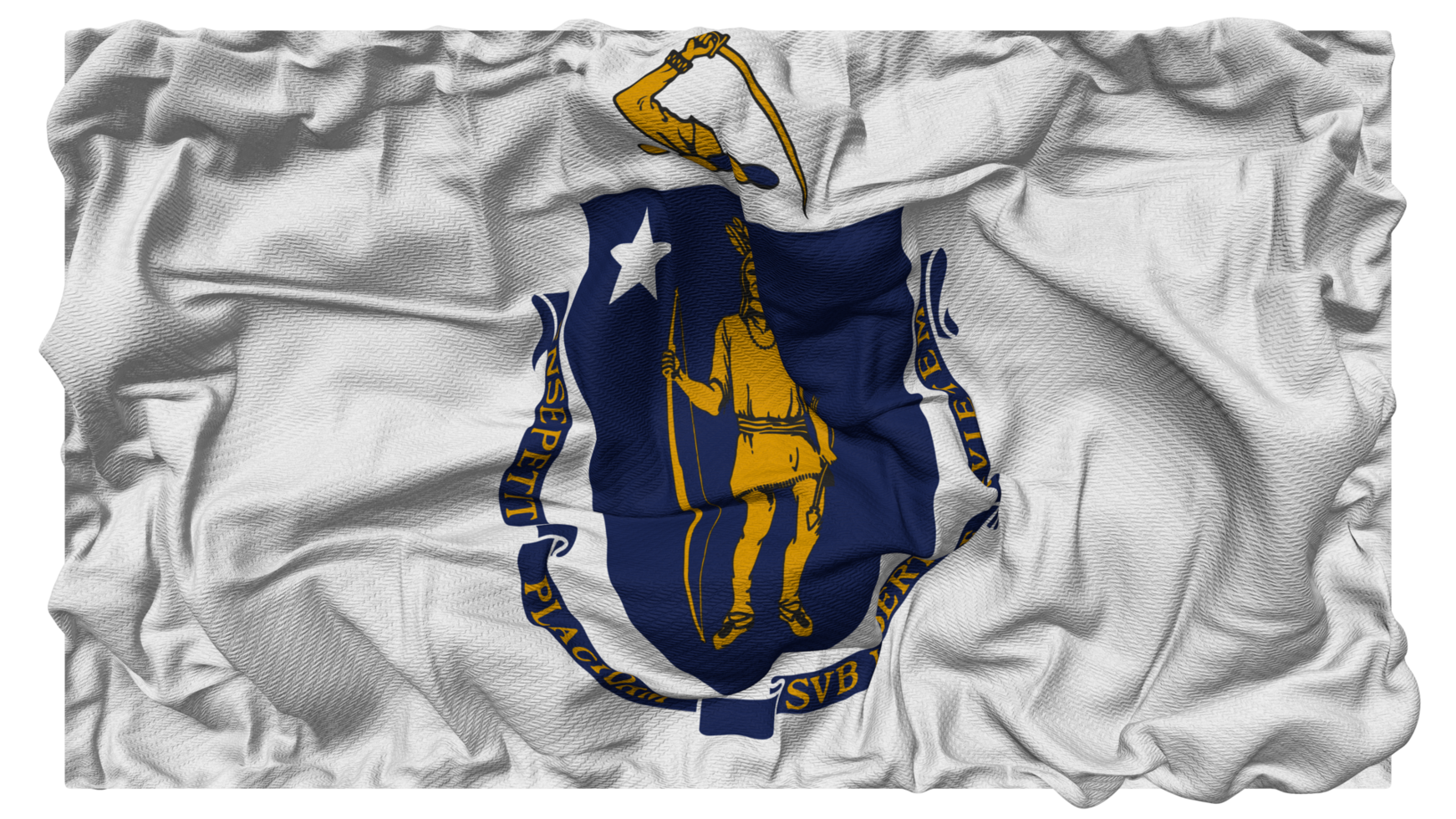 State of Massachusetts Flag Waves with Realistic Bump Texture, Flag Background, 3D Rendering png