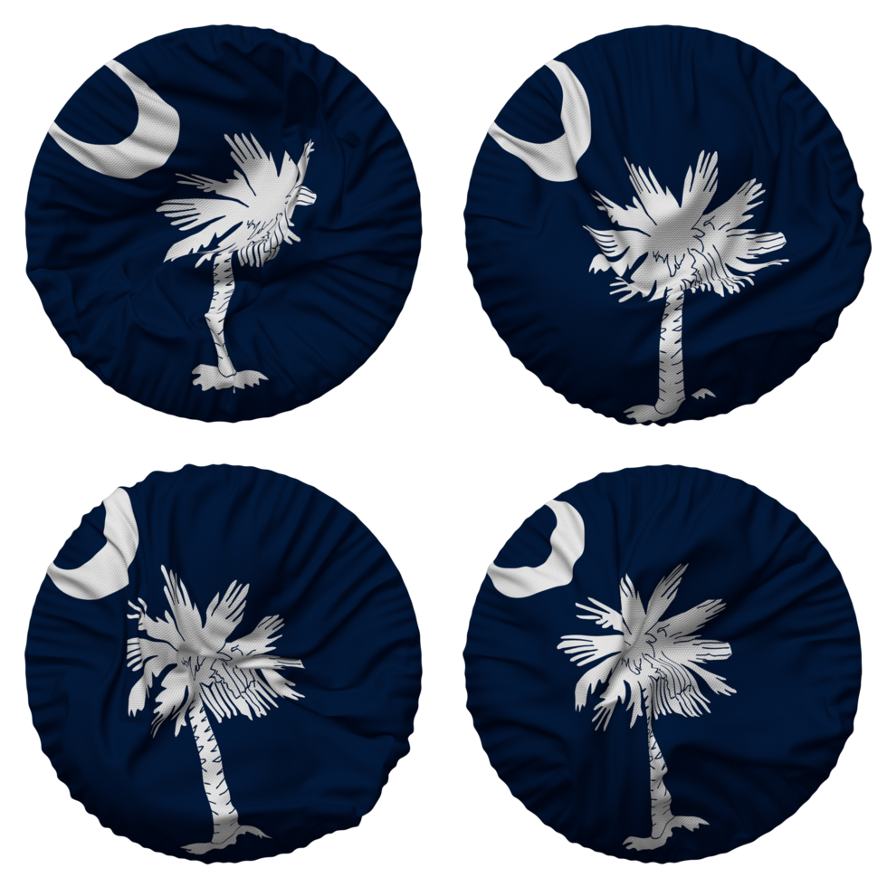 State of North Carolina Flag in Round Shape Isolated with Four Different Waving Style, Bump Texture, 3D Rendering png